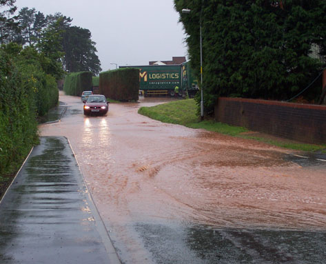 Water heading down Stanbrook Road